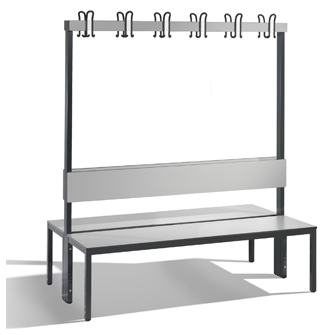 HPL Garderobenbank, doppelseitig mit Schuhrost